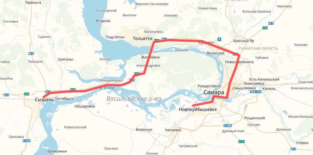 кабельная трасса Новокуйбышевск – Самара – Тольятти – Сызрань